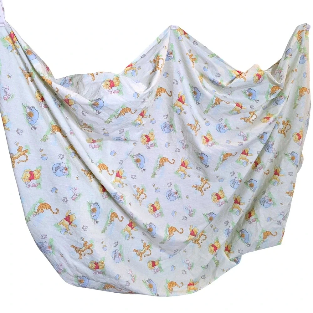 Vtg Disney Winnie Pooh Tigger Piglet Eeyore Fitted Crib Sheet Sage Green Mlticlr